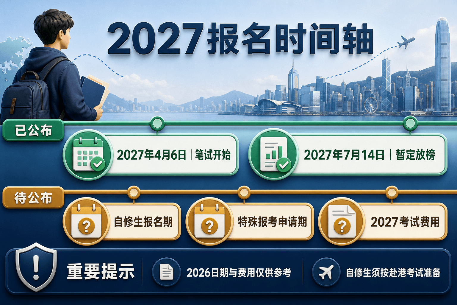 2027 DSE自修生已公布与待公布事项时间轴