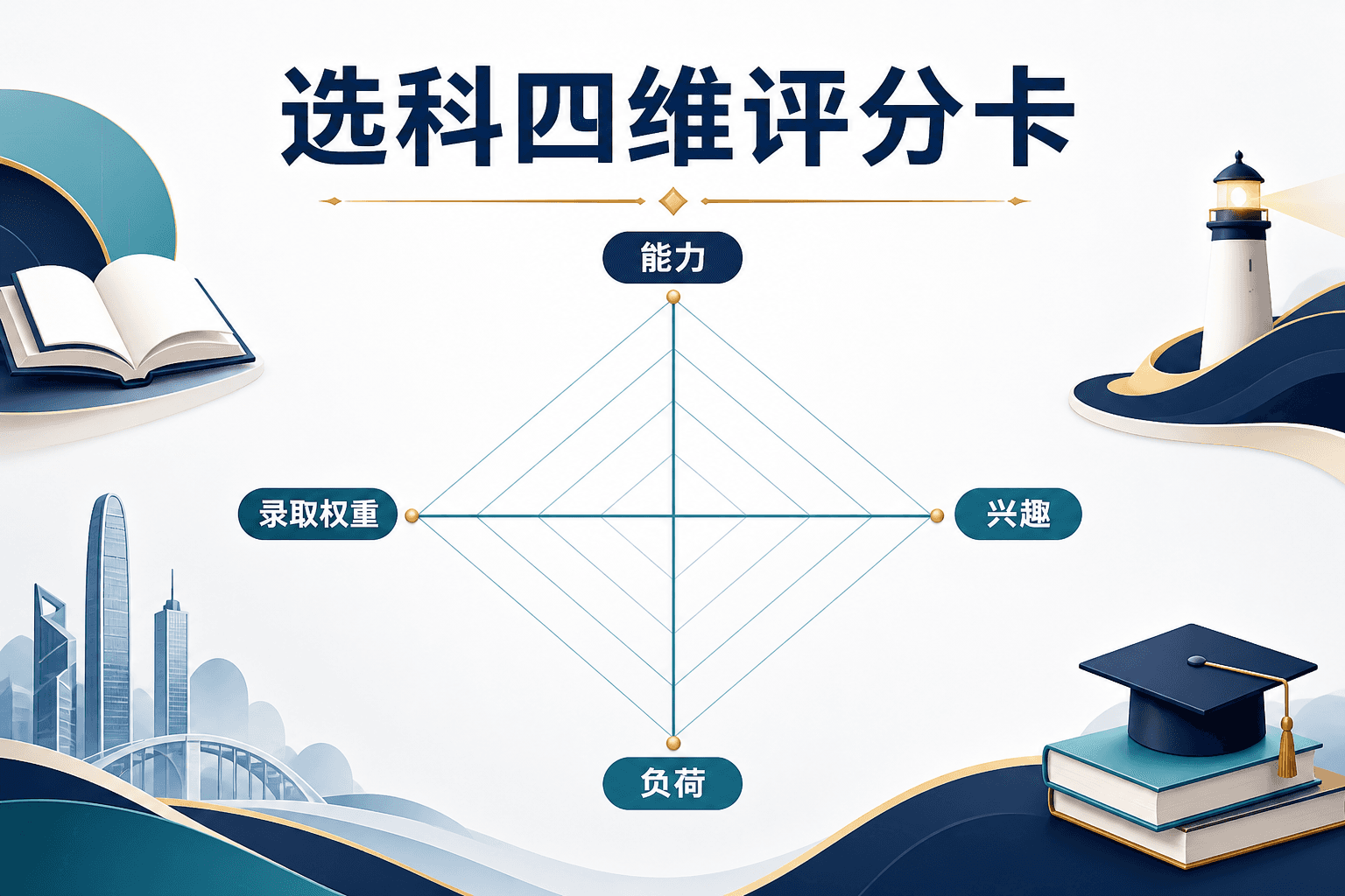 DSE商科选科四维评分卡:能力、兴趣、录取权重与负荷