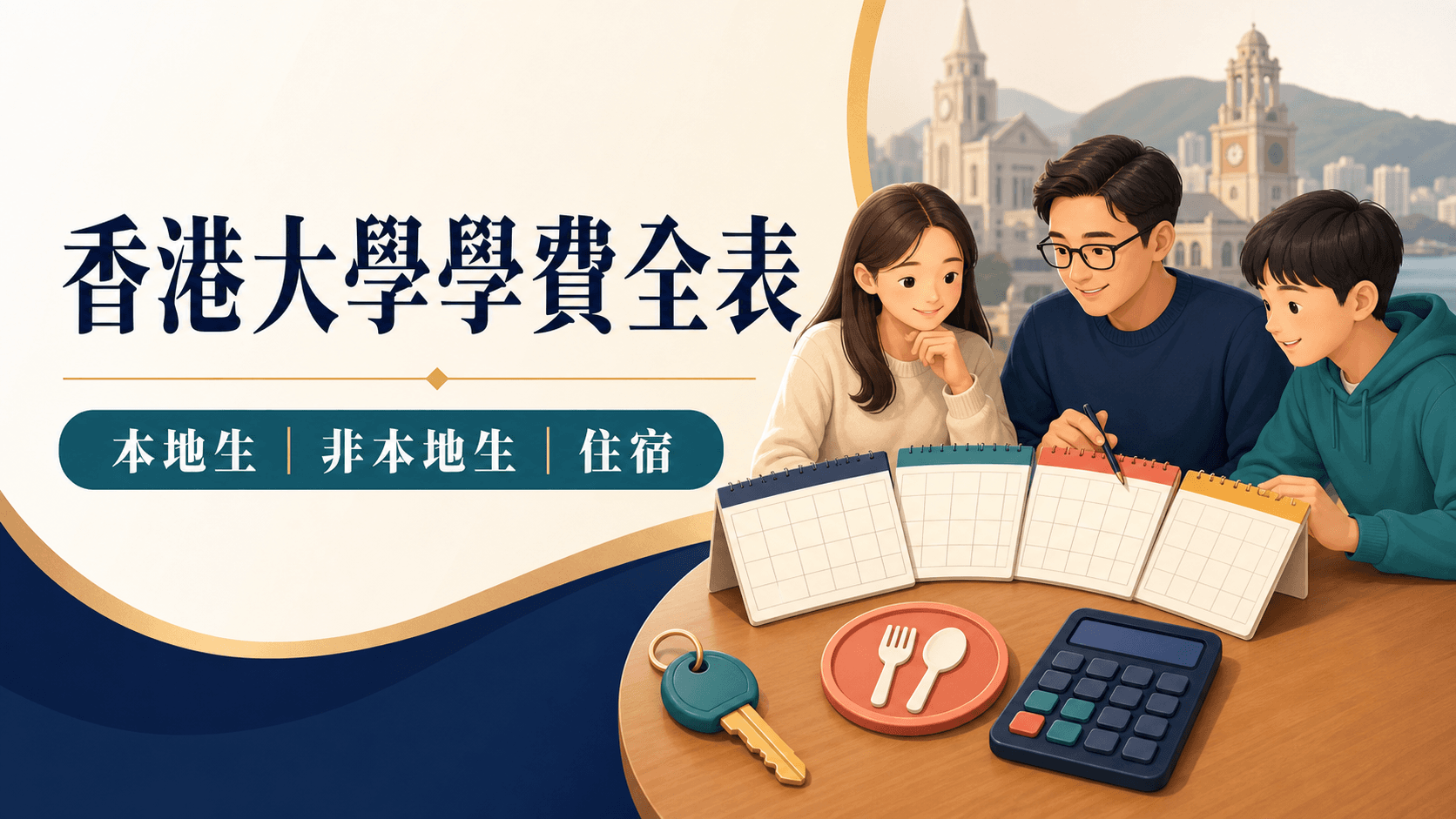 香港大學學費 2026/27 全表:八大本地生 $47,000、非本地生 $175,000–249,000 與住宿費