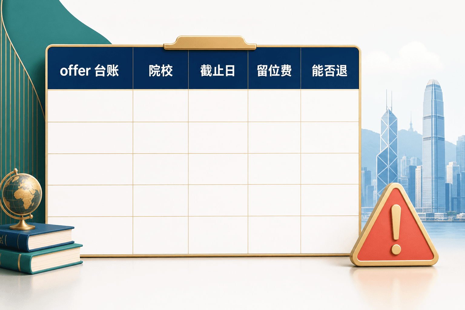 Non-JUPAS offer 台账与留位费风险表